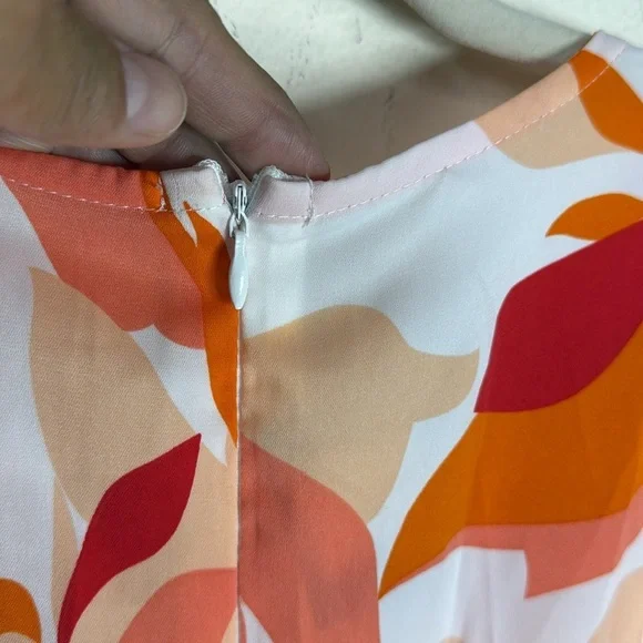 (H1) Ruffle Tiered› Orange floral maxi dress with V-neckline, size XL - Picture 8 of 15